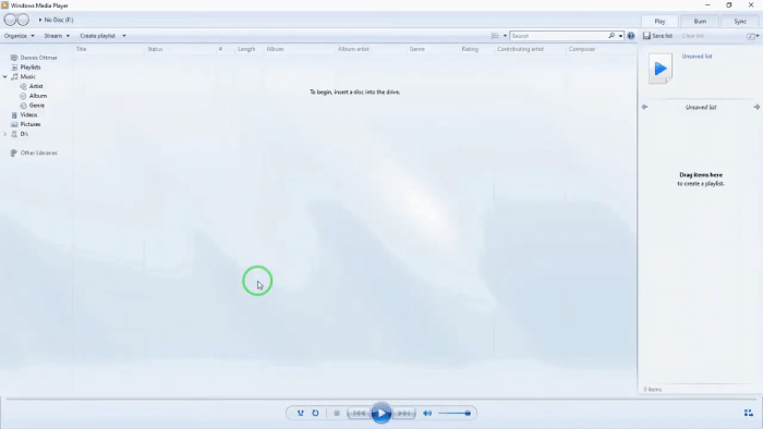 Burn CD from Spotify Windows Media Player