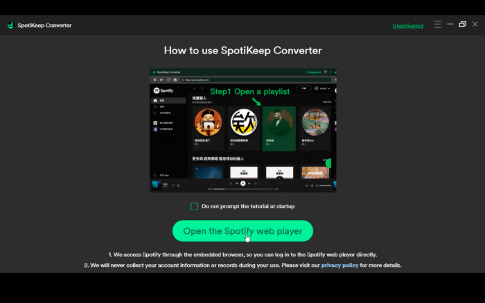 Convert Spotify to MP3 SpotiKeep Open Web Player