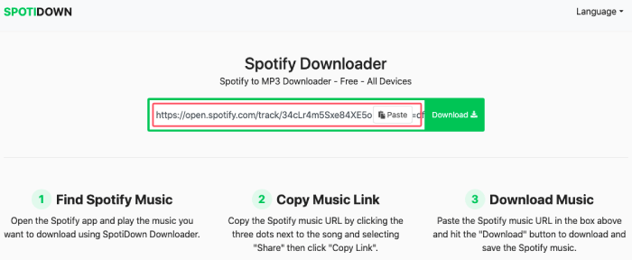 Download Spotify without Premium SpotiDown Paste Link